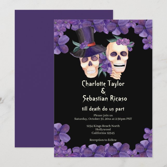 Skull Till Death Do Us Part Wedding Invitation (Front/Back)