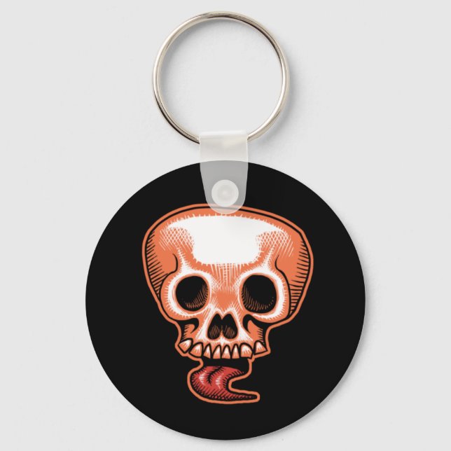 Skull Tongue Halloween Keychain (Front)