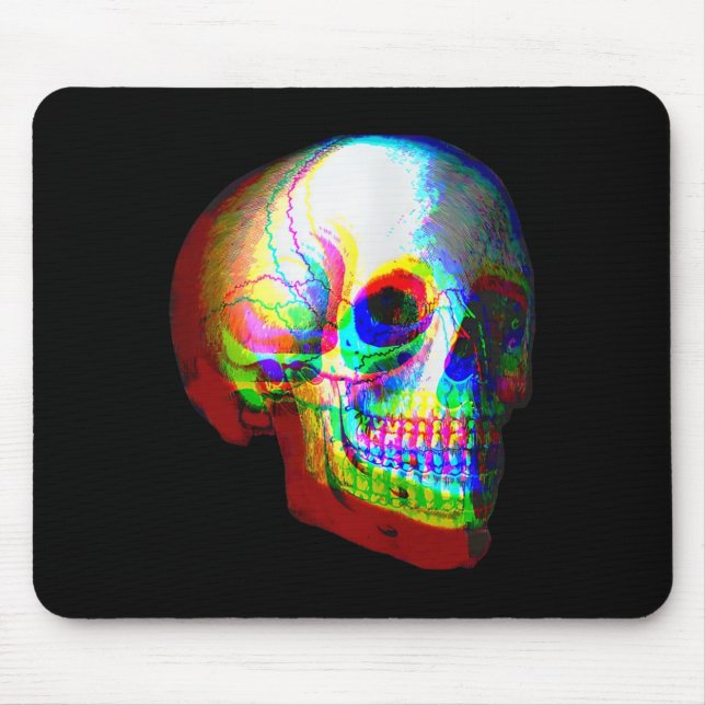 Skull Trippy Vaporwave Halloween Techno Rave Edm M Mouse Pad (Front)