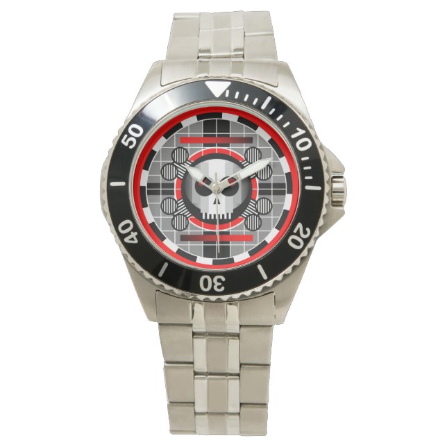 Skull TV Round classic stainless steel watch (Front)