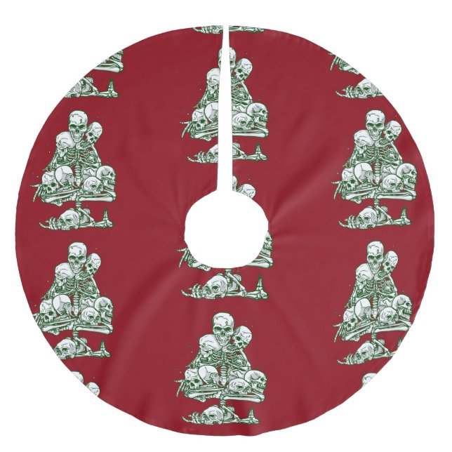 skull ugly christmas tree skeleton gothic brushed polyester tree skirt (Front)