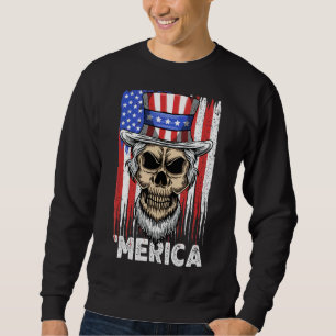 Skull Uncle Sam 4th Of July Usa Flag Merica Indepe Sweatshirt