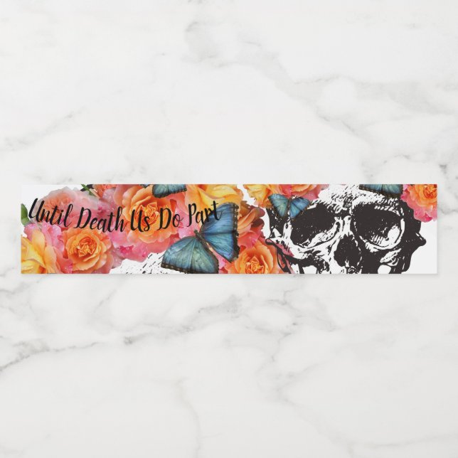 Skull Until Death Us Do Part Wedding Bottle Labels (Single Label)