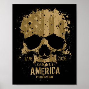 Skull USA Birthday Rugged Grunge 250 Quarter Poster