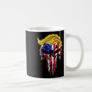 Skull Usa Flag Hair Funny President Gift Coffee Mug