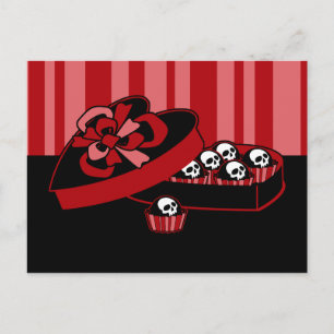 Skull Valentine Candy Holiday Postcard