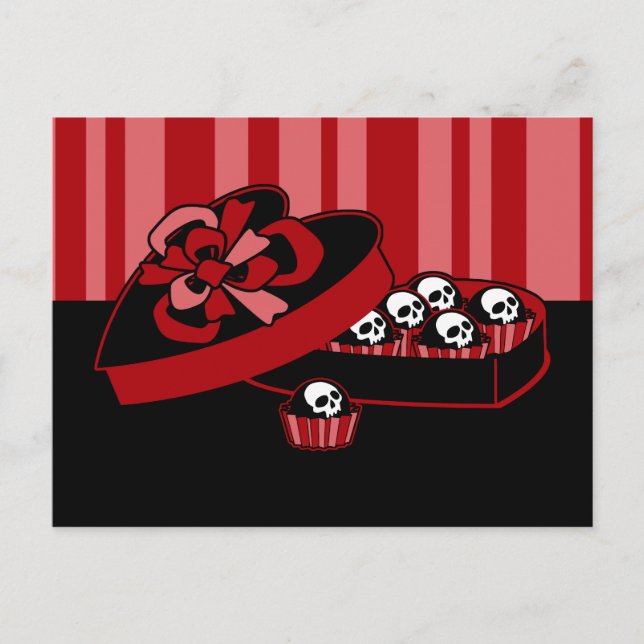 Skull Valentine Candy Holiday Postcard (Front)