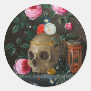 Skull Vanitas Still Life Jan van Kessel Classic Round Sticker