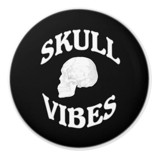 Skull vibes ceramic knob (Front)