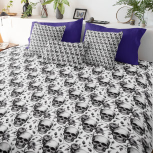 Skull Vintage Boho Lumbar Memento Mori Eclectic Pillow
