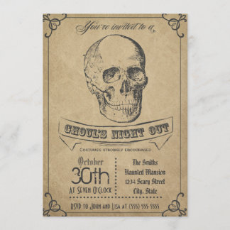 Skull Vintage Halloween Invitation