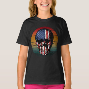SKULL VINTAGE USA FLAG DISTRESSED T-Shirt