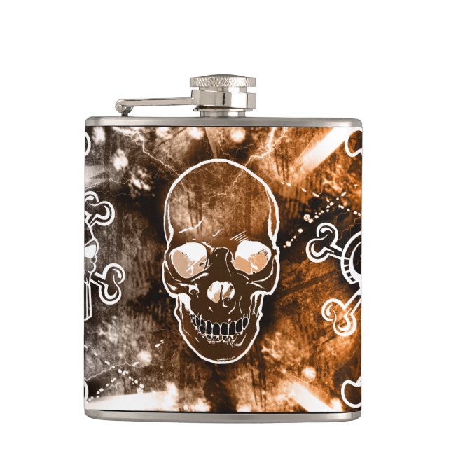 Skull Vinyl Wrapped Flask (Front)