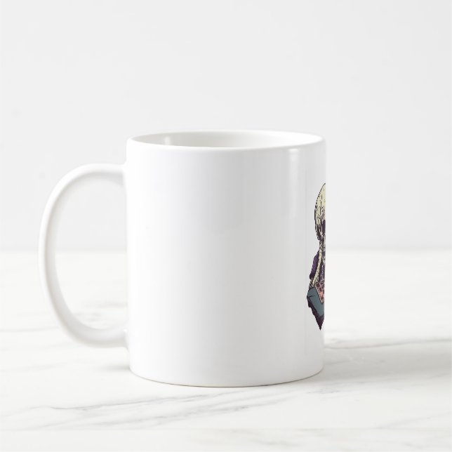 Skull vs Cat � Funny Chess Battle Coffee Mug (Left)