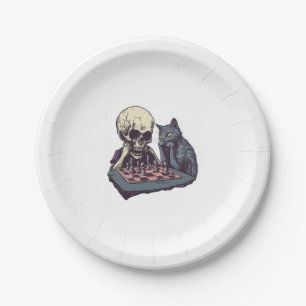 Skull vs Cat � Funny Chess Battle Paper Plate