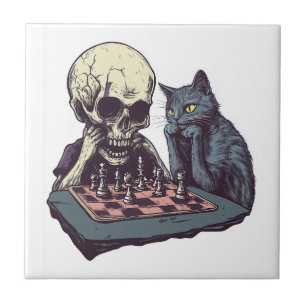 Skull vs Cat � Funny Chess Battle Tile