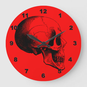 Skull Wall Clock,Red Large Clock