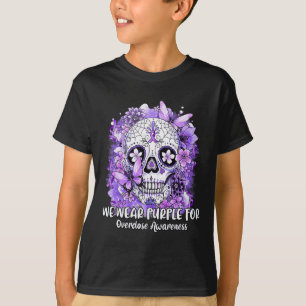 Skull We Wear Purple For Overdose Awareness  T-Shirt