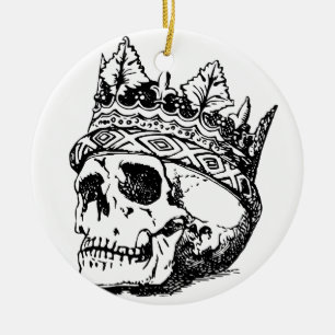 Skull Wearing Crown, King, Hamlet Ceramic Ornament