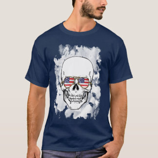 Skull wearing Stars and Stripes Sunglasses T-Shirt