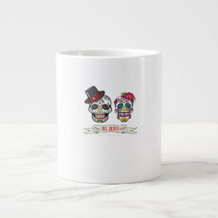 Skull Wedding Bride and Groom Till Death Print Large Coffee Mug