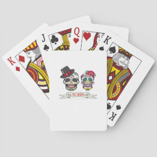 Skull Wedding Bride and Groom Till Death Print Playing Cards