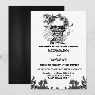 Skull Wedding Halloween Sugar Gothic Floral Invit Invitation