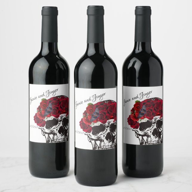 Skull Wedding Wine Label (Bottles)