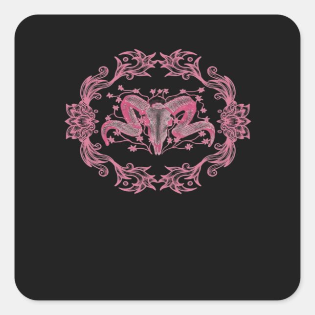 Skull Whimsigoth Aesthetic Square Sticker (Front)