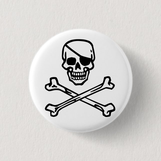 Skull (white) 1 inch round button (Front)