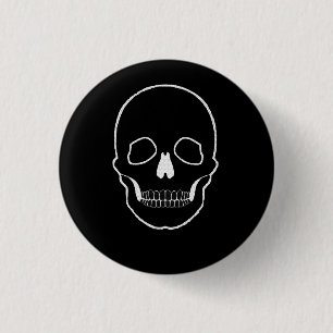 Skull white 1 inch round button