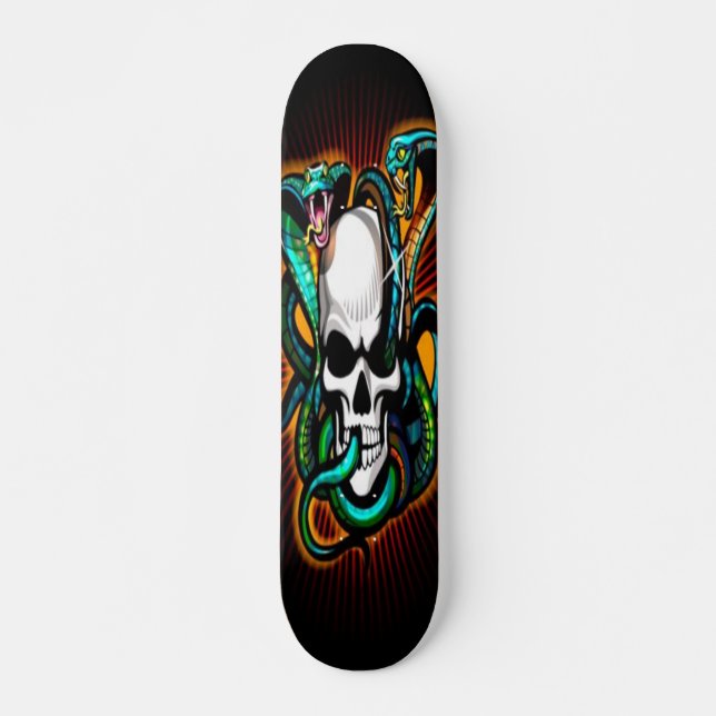 Skull with 2 Cobras Skateboard (Front)