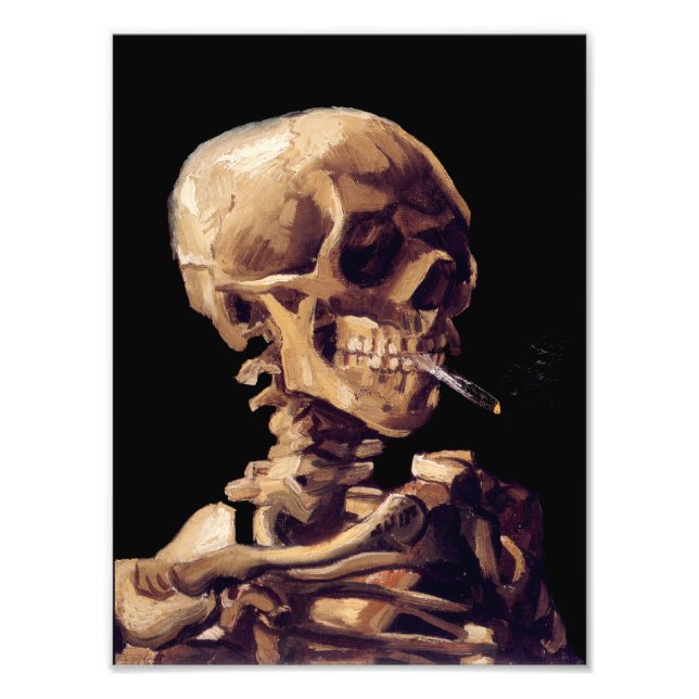 Skull with a burning cigarette by Van Gogh Photo Print (Front)