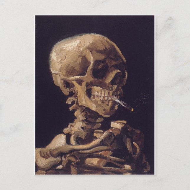 Skull with a Burning Cigarette - Vincent Van Gogh Postcard (Front)