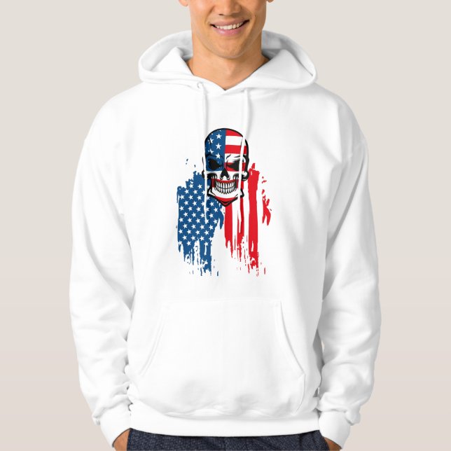 Skull with American Flag Hoodie (Front)