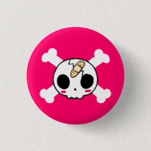 Skull with Band-aid 1 Inch Round Button