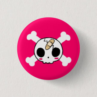 Skull with Band-aid 1 Inch Round Button