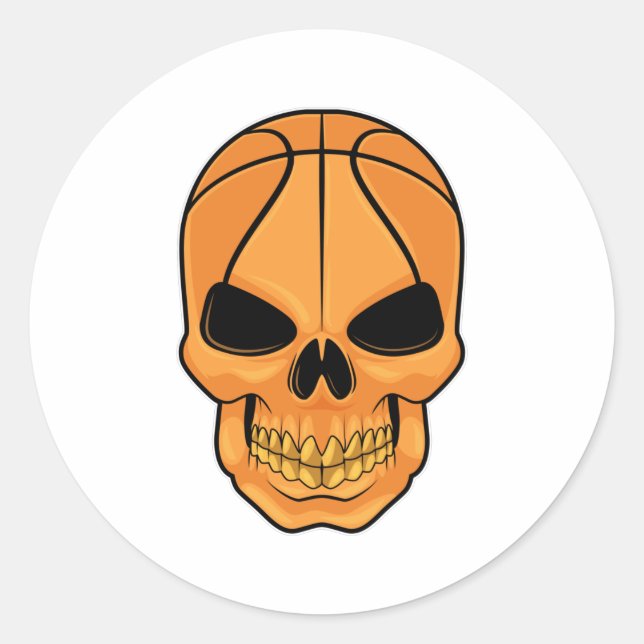 Skull with Basketball Head Classic Round Sticker (Front)