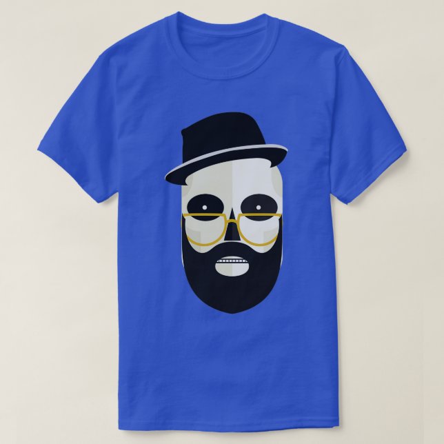 Skull with Beard Hipster T-Shirt (Design Front)