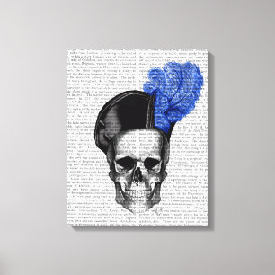 Skull with Blue Hat Canvas Print