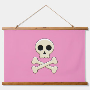 Skull with Bones Hanging Tapestry