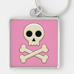 Skull with Bones Keychain
