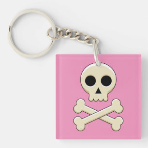 Skull with Bones Keychain