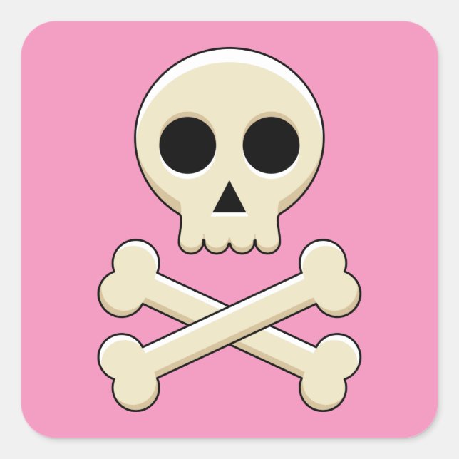 Skull with Bones Square Sticker (Front)