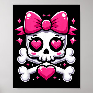 Skull with Bow Pink Girl Skull Halloween Poster