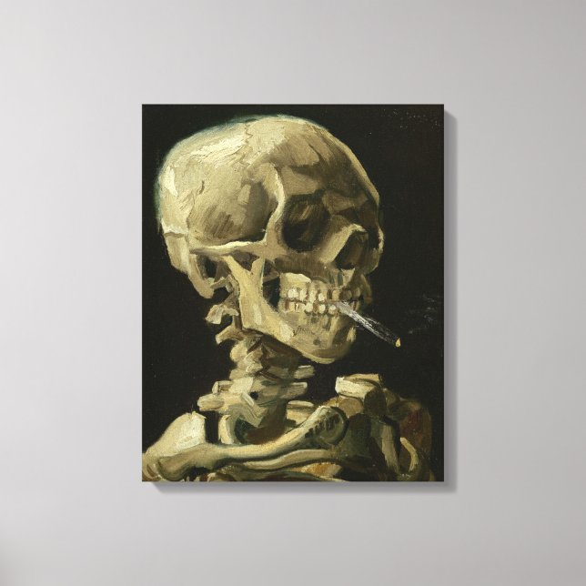 Skull with Burning Cigarette by Van Gogh Canvas Print (Front)