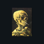 Skull with Burning Cigarette by Vincent van Gogh Canvas Print<br><div class="desc">Skull with Burning Cigarette by Vincent van Gogh is a vintage fine art post impressionism still life painting. A portrait of human skeleton smoking. Great image to use for anti-smoking products. Smoking kills 1, 000s every year, help someone to quit smoking today. Great image for Halloween or Día de los...</div>