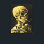 Skull with Burning Cigarette by Vincent van Gogh Canvas Print<br><div class="desc">Skull with Burning Cigarette by Vincent van Gogh is a vintage fine art post impressionism still life painting. A portrait of human skeleton smoking. Great image to use for anti-smoking products. Smoking kills 1, 000s every year, help someone to quit smoking today. Great image for Halloween or Día de los...</div>