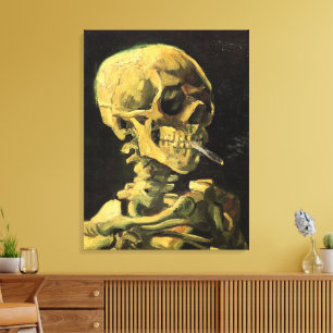 Skull with Burning Cigarette by Vincent van Gogh Canvas Print