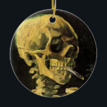 Skull with Burning Cigarette by Vincent van Gogh Ceramic Ornament<br><div class="desc">Skull with Burning Cigarette by Vincent van Gogh is a vintage fine art post impressionism still life painting. A portrait of human skeleton smoking. Great image to use for anti-smoking products. Smoking kills 1, 000s every year, help someone to quit smoking today. Great image for Halloween or Día de los...</div>